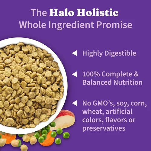 Vista 5 de Halo Holistic - Alimento vegano para perros, receta a base de plantas con algas marinas, comida seca para perros, salud digestiva completa