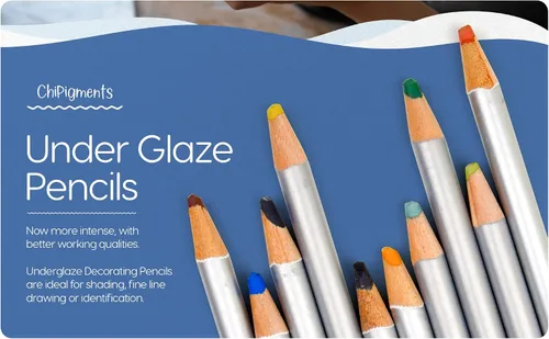 Vista 6 de ChiPigments® Brights - Paquete de 5 lápices para cerámica Colores vibrantes • Líneas finas y sombreado • Bisqueware • Greenware • Vidrio fundido