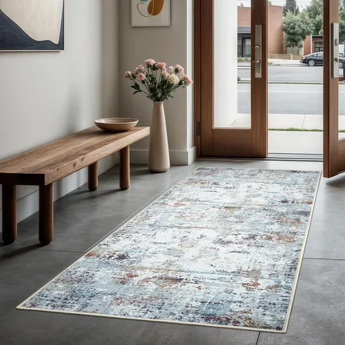 Vista 27 de GLN Rugs Bohemian - Troy - Alfombra de felpilla lavable a máquina, bohemio, lavable, antideslizante, alfombra de área de felpilla de pelo bajo