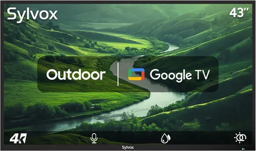 Vista 24 de SYLVOX Nueva TV inteligente para exteriores de 43”, Rendimiento impermeable superior, Acabado mate mejorado para efecto antirreflejos mejorado