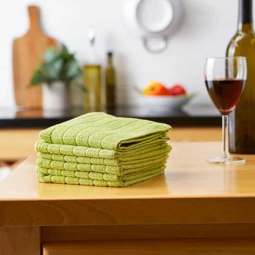 Vista 5 de DII Basic Terry Collection - Juego de paños de cocina sólidos para ventana, 12 x 12, aguacate, 6