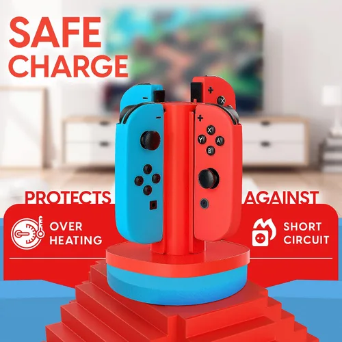 Vista 3 de Talkworks Joy Con Charging Dock for Nintendo Switch - Docking Station Charges Up to 4 Joy-Con Controllers Simultaneously (Controllers Not Included)