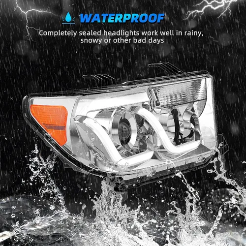 Vista 3 de AUTOSAVER88 Conjunto de faros LED DRL compatible con Tundra 2007 2008 2009 2010 2011 2012 2013/08-17 Sequoia par de faros delanteros con luz