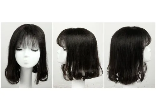 Vista 2 de Remeehi Extensiones de cabello humano real ondulado con base de seda de 5 x 6.6 pulgadas para mujer (estilo C)