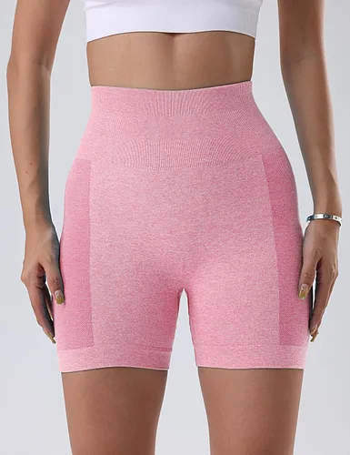 Vista 2 de OVESPORT Pantalones cortos de entrenamiento de 3 piezas para mujer, sin costuras, con levantamiento de glúteos, cintura alta, para yoga, gimnasio
