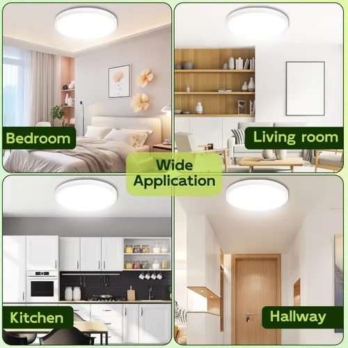 Vista 8 de hykolity Paquete de 2 Luces de Panel Plano Redondo LED de 9 Pulgadas con CCT Seleccionable, 18W 1800LM 3000K/4000K/5000K, Lámpara de Techo