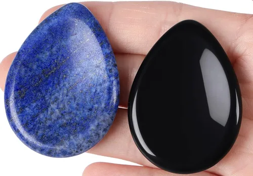 Vista 22 de QINJIEJIE Piedra de preocupación para el pulgar para la ansiedad, cristales de chakras, piedras curativas para la preocupación de los chakras