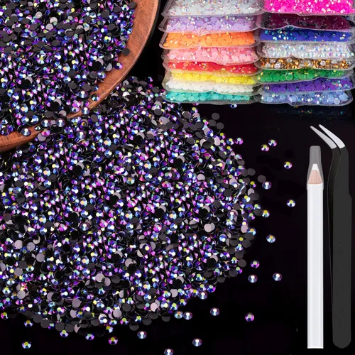 Vista 47 de 5000 piezas de 2mm de strass de resina a granel, strass de gel negros con parte posterior plana y redonda para embellecer sin termoadhesión, gemas
