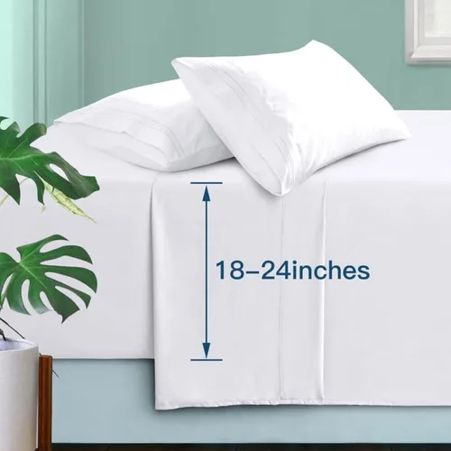 Vista 8 de Manyshofu Juego de sábanas de tamaño individual con bolsillos extra profundos, sábanas y fundas de almohada de 1800 hilos de lujo para hotel, juego