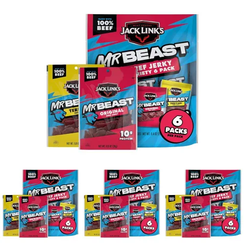 Vista 9 de Jack Link's MrBeast Original y Teriyaki - Cecina de res (paquete de 6) 5.4