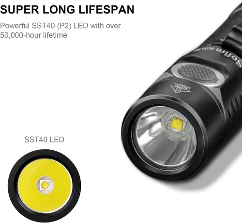 Vista 4 de Sofirn SC31 Pro linterna recargable de 2000 lúmenes, linterna recargable con potente LED SST40 6500K, para EDC, campamento, senderismo, pesca