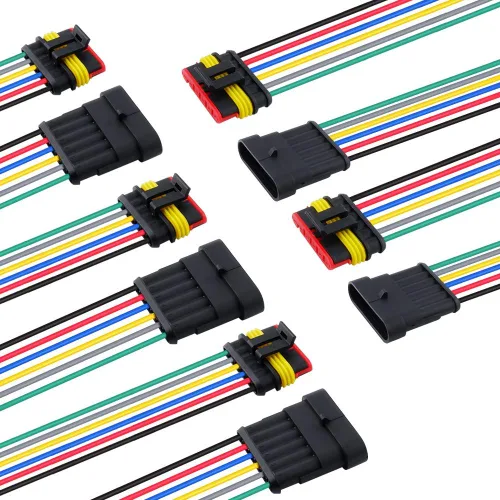 Vista 10 de MUYI Juego de 5 conectores de cable de 1 pin 18 AWG, impermeables, kit de conectores eléctricos con coleta de 3.9 in, serie Weatherpack de 0.059 in