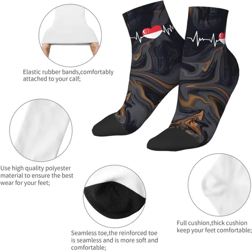 Vista 5 de GDJF Singaporean Heartbeat I Love Singapore Heart Flag Ankle Socks Winter Low Cut Sports Warm Comfort Breathable Casual Socks For Mens And Womens (1)