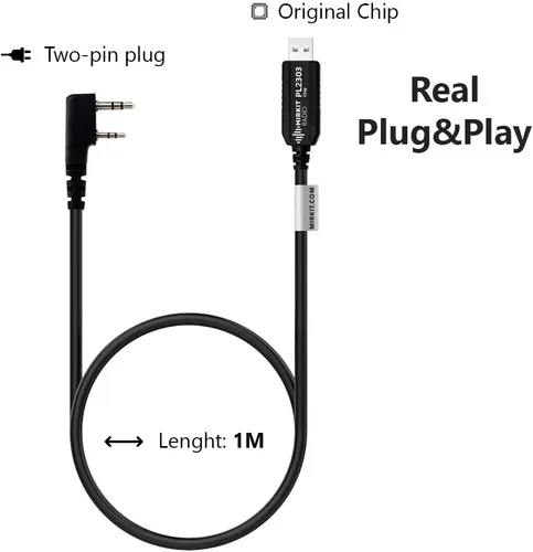 Vista 2 de MIRKIT Cable de programación USB modelo básico PL2303 Chip para radios portátiles Baofeng de dos vías: UV-5R, 5RA, 5R Plus, 5RE, bf F8HP, UV3R Plus