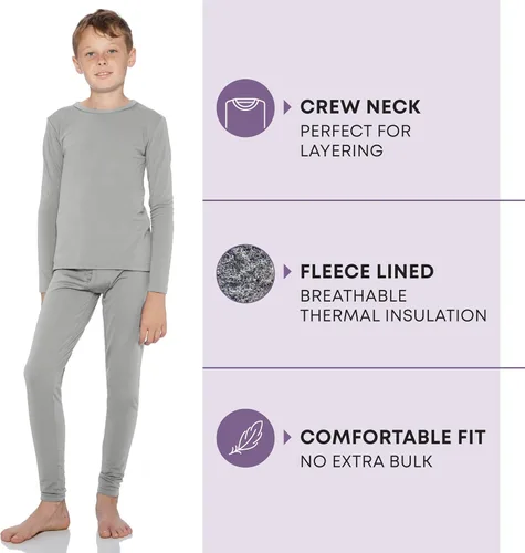 Vista 85 de Rocky Ropa interior térmica para niños, ropa interior larga para niños, capa base para clima frío/esquí
