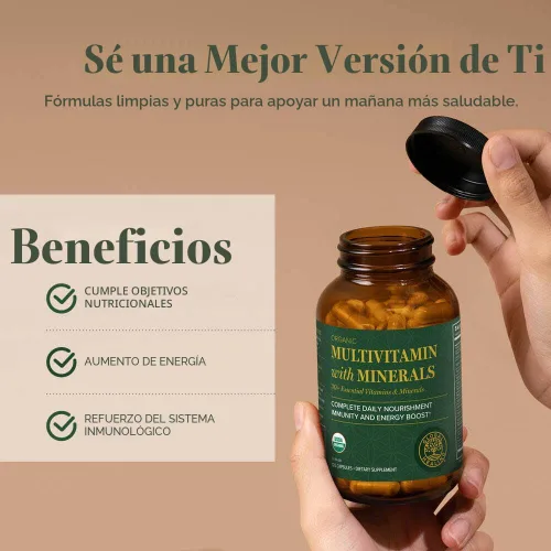Vista 4 de Global Healing Center - Multivitamínico orgánico USDA para mujeres y hombres - Las vitaminas incluyen A, C, D y más para tus necesidades generales