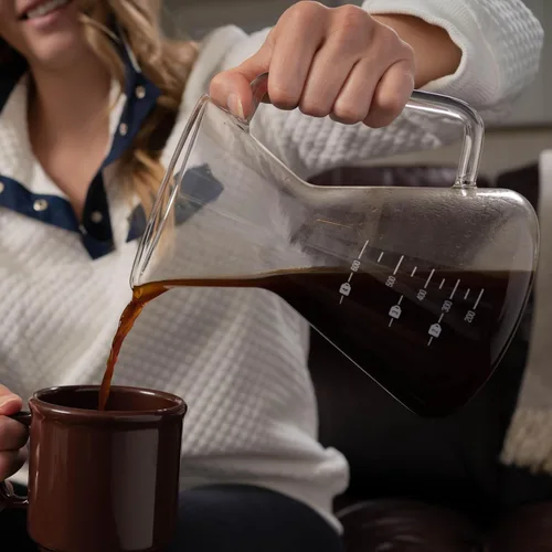 Vista 4 de London Sip - Cafetera de vidrio para verter sobre café con filtro de acero inoxidable reutilizable, mango ergonómico y boquilla fácil de verter, 4