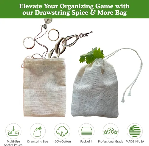 Vista 7 de Regency Wraps Bolsas con cordón 100% algodón, especias y té, 3 x 4, paquete