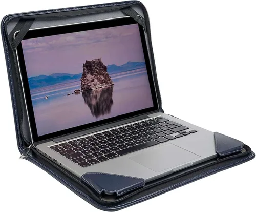 Vista 3 de Maletín de cuero azul para portátil compatible con CHUWI HeroBook Pro 14.1" Laptop