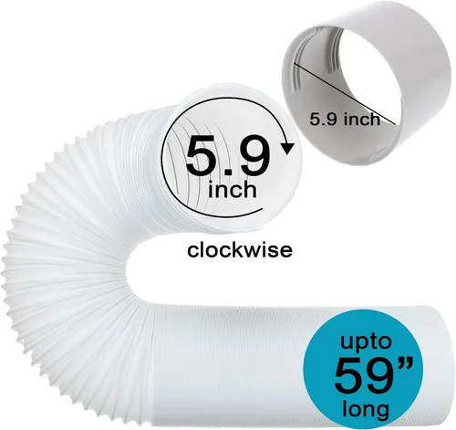 Vista 5 de Manguera de ventilación de escape de aire acondicionado, 5.9 pulgadas de diámetro, 59 pulgadas de longitud, ventilación de aire universal