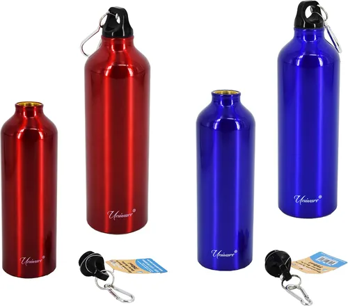 Vista 3 de Uniware Botella de agua deportiva de aluminio con tapón de rosca negro, 25.4 fl oz (azul)