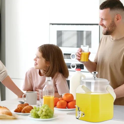 Vista 8 de Dispensador de bebidas de 1 galón, dispensador de jugos a prueba de fugas, dispensador de limonada de plástico sellado con tapas antioxidantes