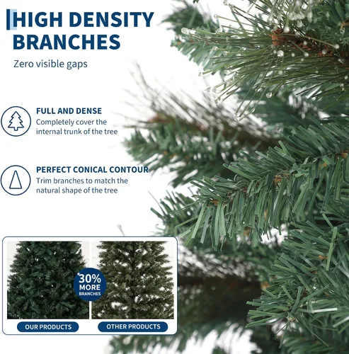 Vista 2 de Aptliton Árbol de Navidad artificial preiluminado de 7.5 pies con aguja