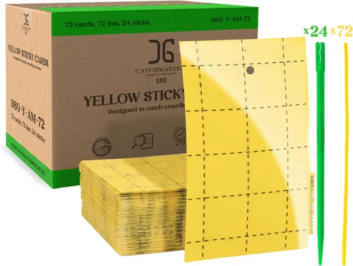 Vista 9 de Catchmaster GRO - Trampas adhesivas regulares de doble cara amarillas, paquete de 36 unidades, trampa adhesiva para insectos y moscas de la fruta