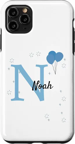 Vista 11 de iPhone 14 Noah Motif with Boys Name - Funda con aspecto azul