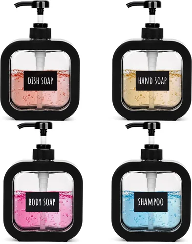 Vista 8 de Segbeauty Dispensador de jabón de manos de 16.9 onzas, dispensador de jabón líquido a prueba de fugas de 16.9 fl oz para baño, dispensadores de Negro