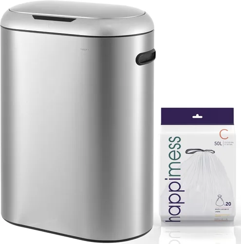 Vista 8 de happimess HPM1016B Robo Kitchen - Bote de basura delgado ovalado con sensor de movimiento sin contacto de 13.2 galones con modo táctil, resistente a