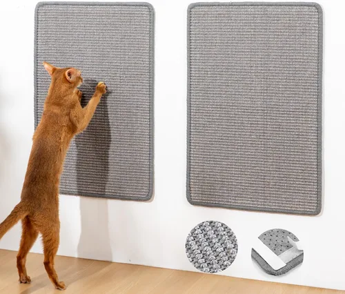 Vista 16 de Conlun Rascador de pared para gatos, alfombrilla rascador de sisal de doble Beige
