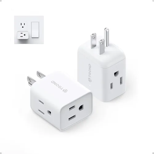 Vista 14 de TROND Adaptador de salida de 2 clavijas a 3 clavijas, extensor de salida de pared de múltiples enchufes, divisor de enchufe de 3 vías, expansor