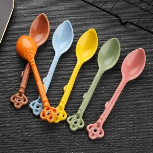 Vista 5 de Juego de 6 cucharas demitasse de cerámica para café, postre, té, helado