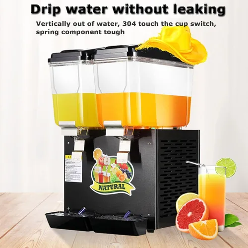 Vista 2 de Dispensador de jugo frío y caliente, dispensador de bebidas transparentes de acero inoxidable 32L, dispensador de bebidas comerciales de jugo Negro