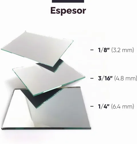 Vista 5 de Paneles de espejo de corte personalizado a tu tamaño exacto – Vidrio sin marco de 1/4 o 1/8 pulgadas de grosor para pared de baño, tocador