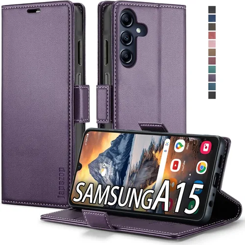 Vista 41 de Funda tipo cartera para Samsung Galaxy A12 con tarjetero [bloqueo RFID] atril magnético, funda de cuero con tapa para Samsung Galaxy A12 (negro)