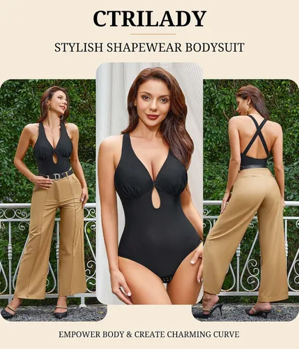 Vista 6 de CtriLady Leotardo sin mangas para mujer, espalda descubierta, cuello cuadrado, doble línea, ajustado, overol con tanga, ropa de club