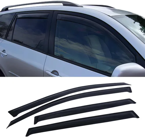 Vista 2 de IKON MOTORSPORTS - Visera de ventana compatible con Toyota RAV4 Xa30 Sport 2006-2012, estilo delgado, acrílico, teñido de humo y semitransparente, 4