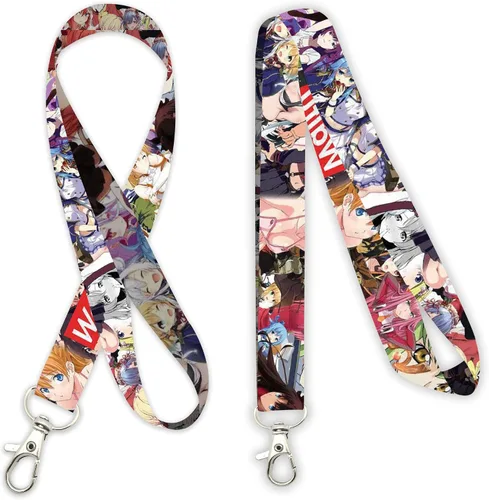 Vista 2 de Waifu Collage Kawaii Anime Lanyard Llavero Azul