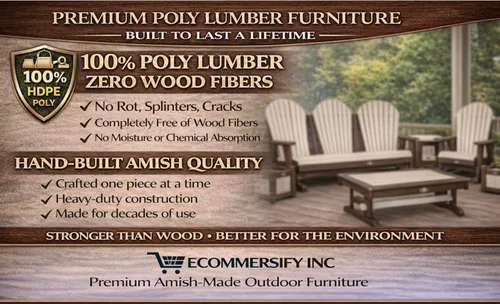 Vista 5 de Silla mecedora Aruba Adirondack de 2 pies, fabricada en Amish, madera de polietileno para exteriores, accesorios de acero inoxidable, fabricada