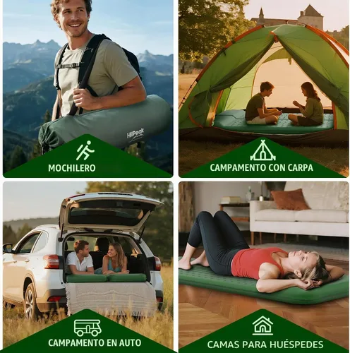 Vista 7 de HiiPeak Memory Sleeping Pad, Compact 3" Thick Foam Sleeping Mats with Pillow, 9.5 R-Value Insulated Camping Mattress Pad, Easy Inflate & Deflate