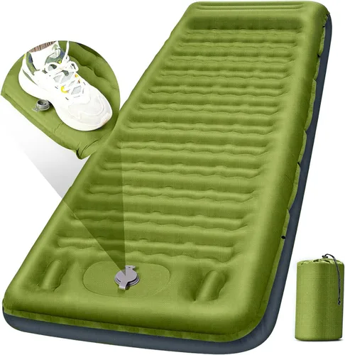 Vista 9 de FNARMW Colchoneta de dormir para camping, extra gruesa de 5 pulgadas, con almohada, bomba de pie integrada, almohadillas inflables compactas