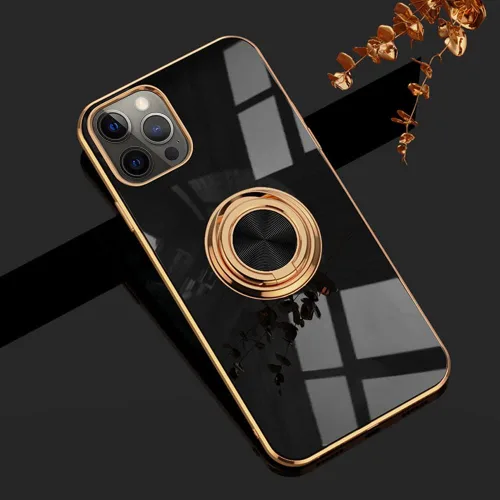 Vista 63 de Compatible con iPhone 11 Kickstand, anillo de rotación de 360 grados integrado con borde de oro rosa brillante que funciona con soporte magnético