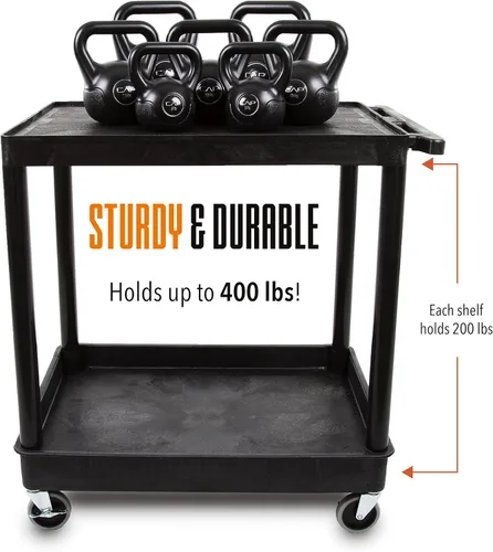 Vista 7 de Stand Steady Tubstr - Carrito utilitario grande de 2 estanterías: bañera híbrida resistente y estante plano, soporta hasta 200 libras