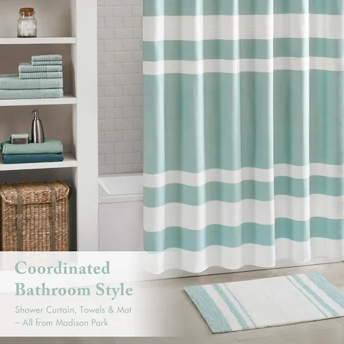 Vista 5 de Tapete de baño reversible de algodón Aqua