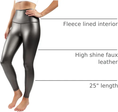 Vista 37 de 90 Degree By Reflex Leggings de cintura alta con forro polar de piel sintética de alto brillo y elástico