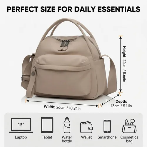 Vista 2 de Bolso cruzado de nailon para mujer, estilo casual, ligero, suave, con asa superior