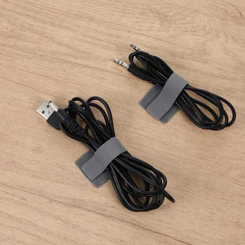 Vista 8 de 100 bridas de gancho y bucle, clips autoadhesivos de gestión de cables, correas ajustables de gancho y bucle, envoltorios de cable, soporte de cable