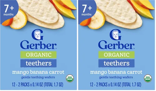 Vista 12 de Gerber Dientes orgánicos, mango, plátano, zanahoria, 12 cajas de conteo (paquete de 6)
